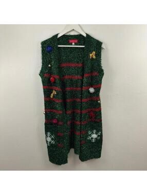 Blizzard Bay Women’s Christmas Holiday Striped Cardigan Sweater Size S